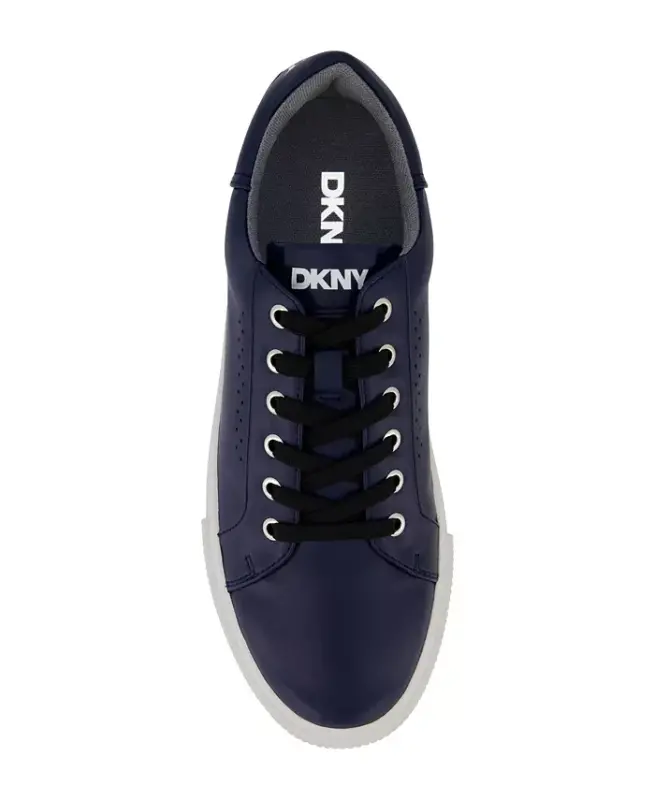 Men's Smooth Leather Sawtooth Sole Sneakers - Navy - 4