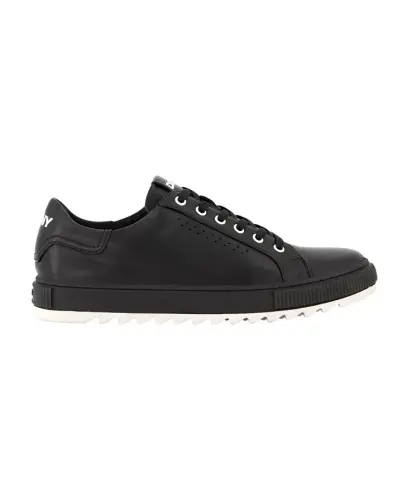 Men's Smooth Leather Sawtooth Sole Sneakers - Navy - 6