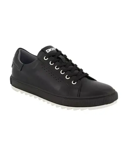 Men's Smooth Leather Sawtooth Sole Sneakers - Navy - 14
