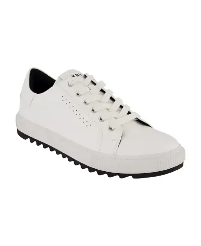 Men's Smooth Leather Sawtooth Sole Sneakers - Navy - 15