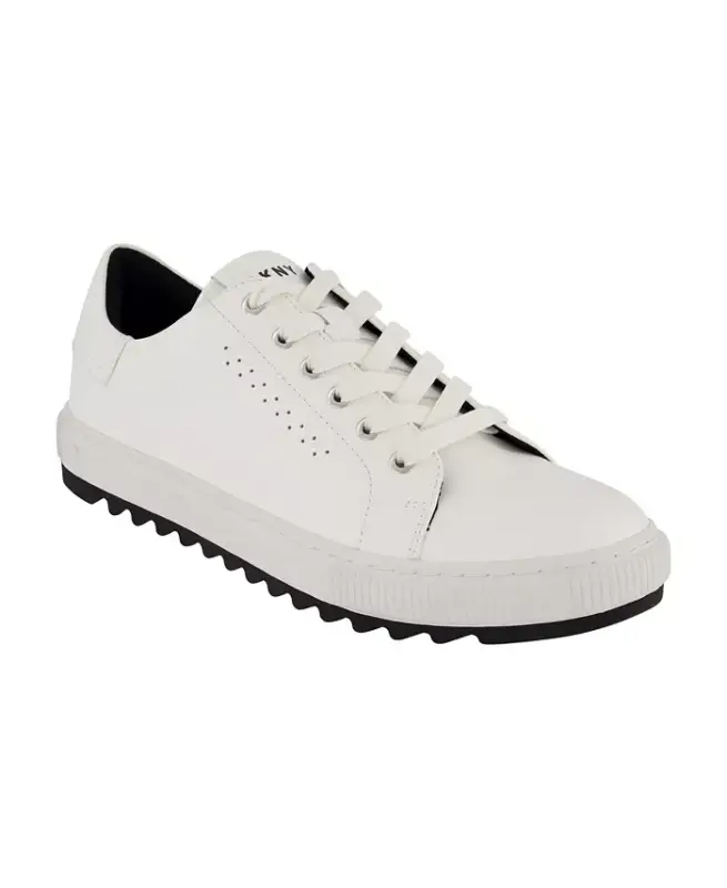 Men's Smooth Leather Sawtooth Sole Sneakers - Navy - 15