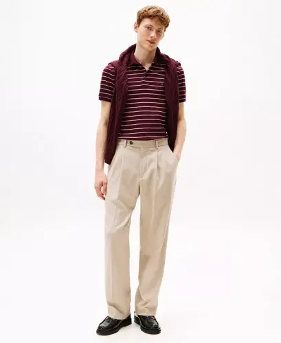 Men's Smooth Touch Liquid Cotton Polo Shirt - Deep Burgundy / Oatmilk Heather - 2