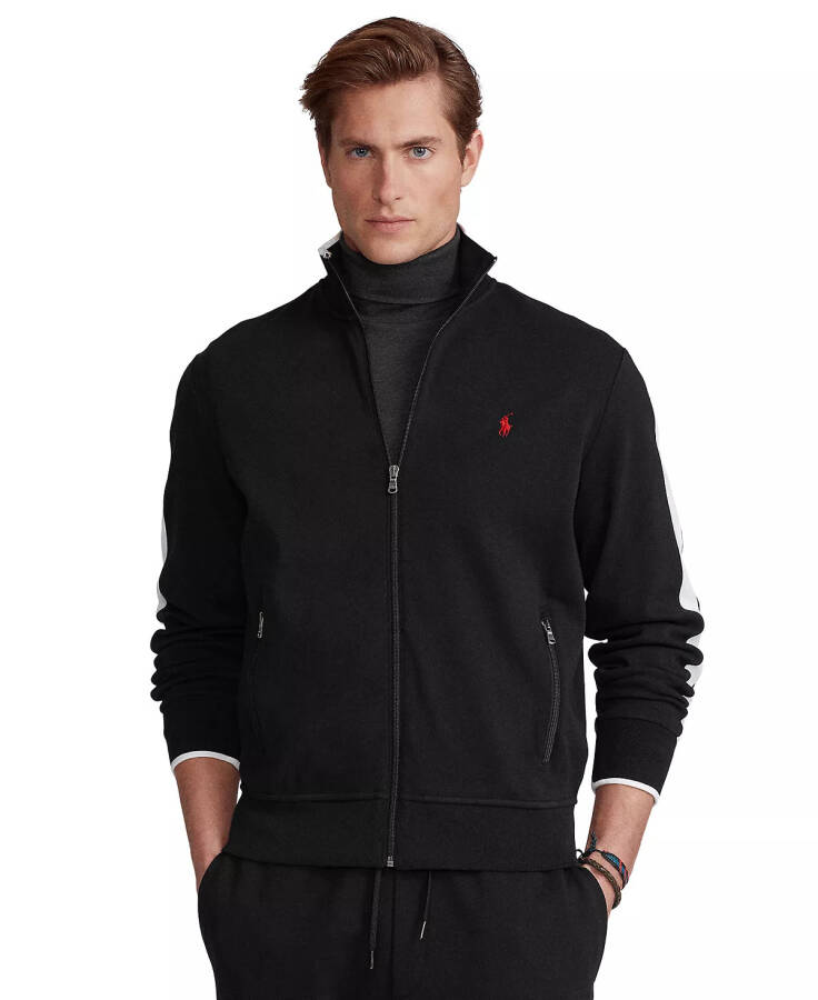 Men's Soft Cotton Track Jacket Polo Black - 1