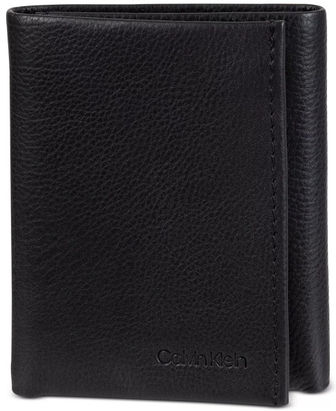 Men's Soft Milled Trifold Wallet Black - 1