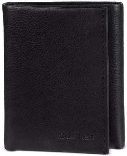 Men's Soft Milled Trifold Wallet-Black - 1