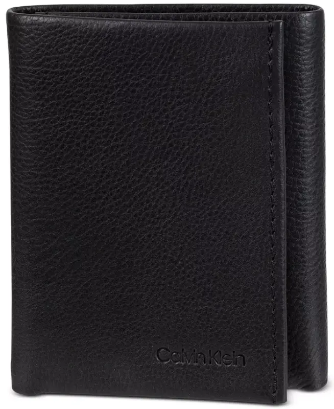 Men's Soft Milled Trifold Wallet-Black - CALVIN KLEIN