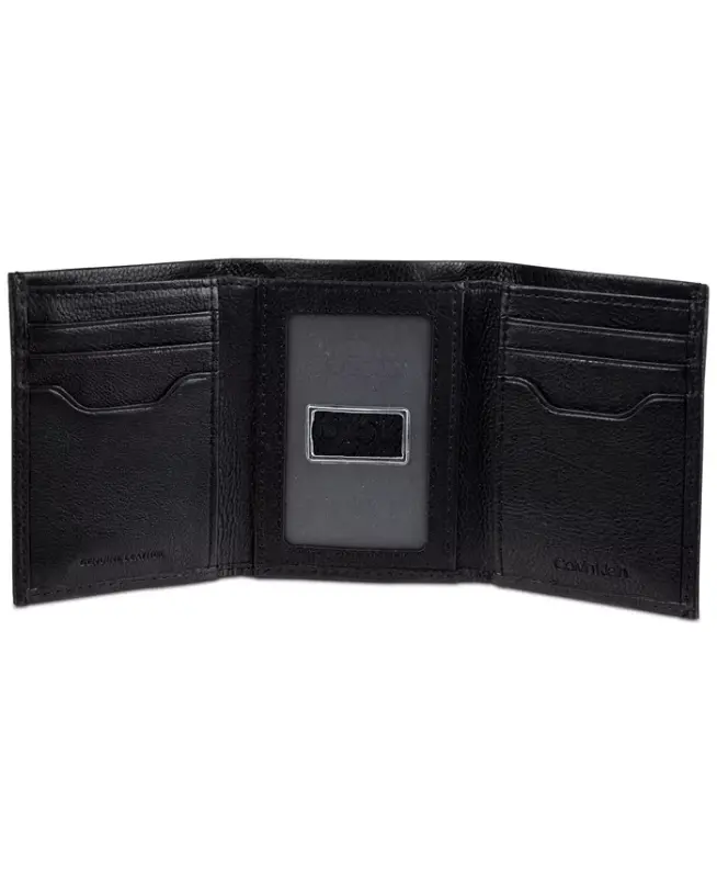 Men's Soft Milled Trifold Wallet-Black - 3