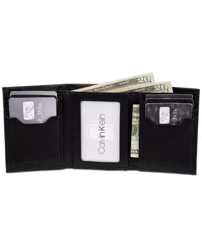 Men's Soft Milled Trifold Wallet-Black - 4