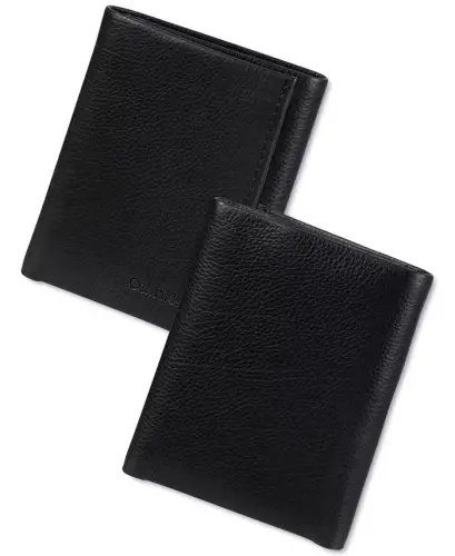 Men's Soft Milled Trifold Wallet-Black - 5