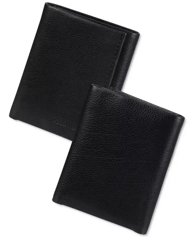 Men's Soft Milled Trifold Wallet-Black - 5