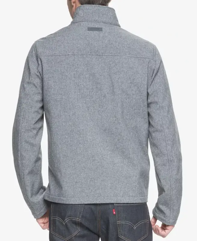 Men's Soft-Shell Classic Zip-Front Jacket-Heather Gray - 6