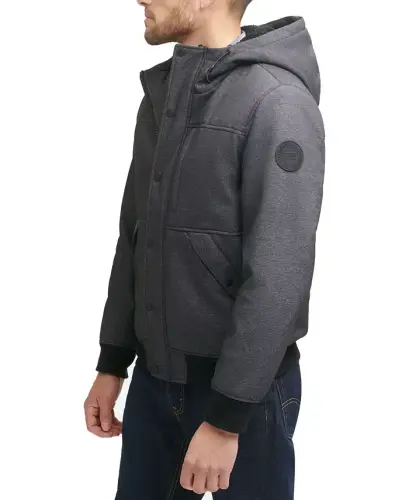 Men's Soft Shell Sherpa Lined Hooded Jacket-Gray - 3