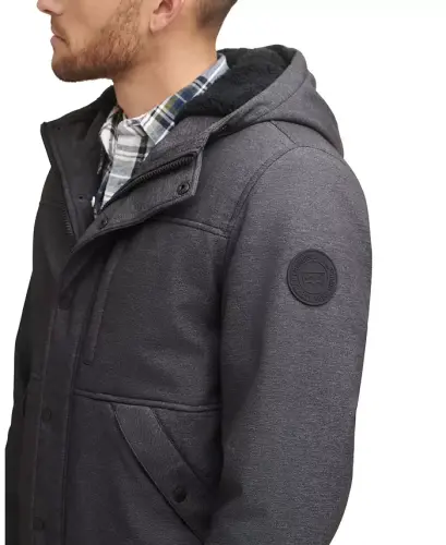 Men's Soft Shell Sherpa Lined Hooded Jacket-Gray - 5