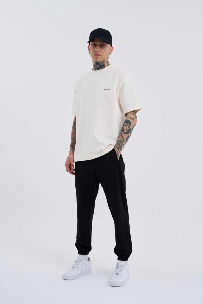 Men's Solid Color Basic Relaxed Jogger Black Sweatpants - 4