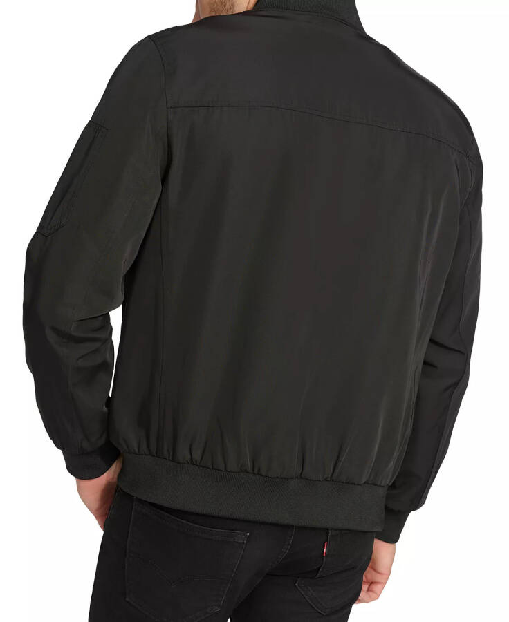 Men's Solid-Color Zipper Flight Jacket Black - 2