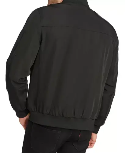 Men's Solid-Color Zipper Flight Jacket-Black - 2