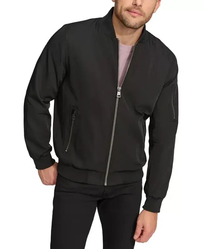 Men's Solid-Color Zipper Flight Jacket - Black - Calvin Klein