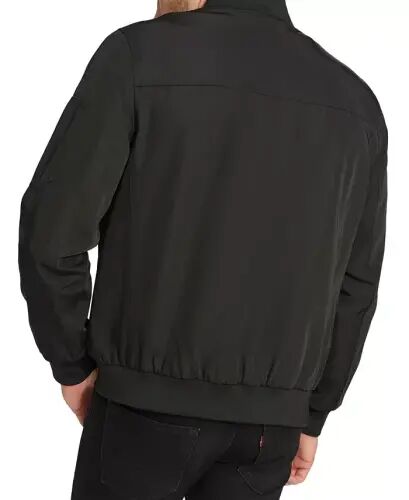 Men's Solid-Color Zipper Flight Jacket - Black - 2