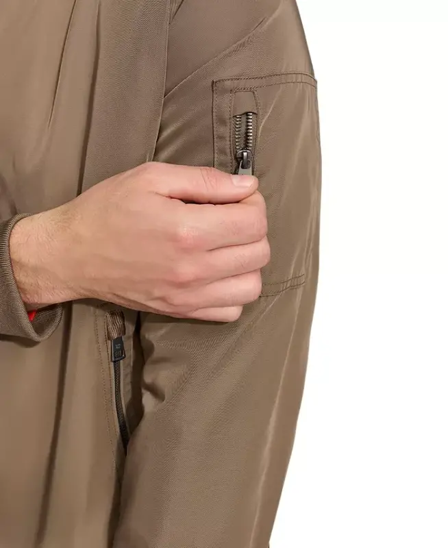 Men's Solid-Color Zipper Flight Jacket - Dark Tan - 3