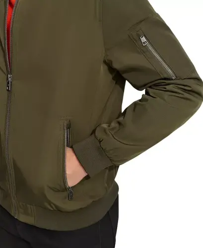 Men's Solid-Color Zipper Flight Jacket - Olive - CALVIN KLEIN (1)