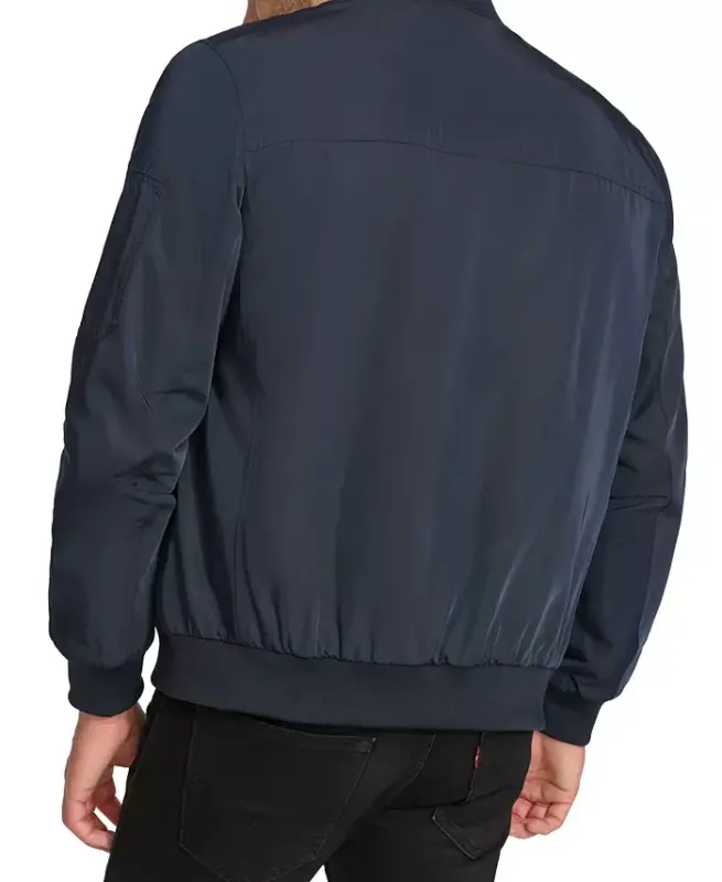 Men's Solid-Color Zipper Flight Jacket - True Navy - 2