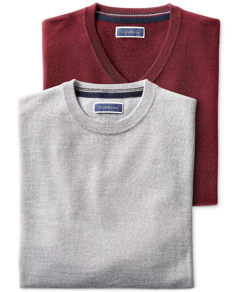 Men's Solid Crew Neck Merino Wool Blend Sweater, Created for Modazone Ivy League - 2