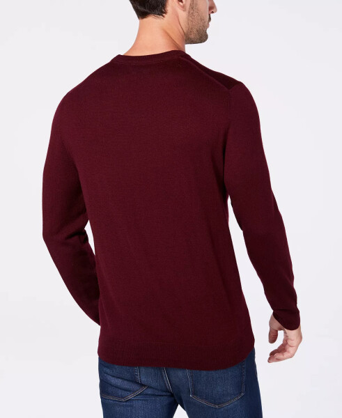 Men's Solid Crew Neck Merino Wool Blend Sweater, Created for Modazone Red Plum - 2