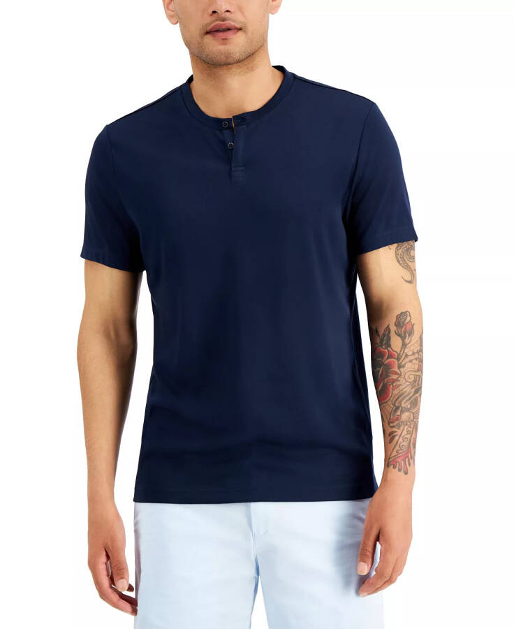 Men's Solid Henley, Created for Modazone Neo Navy - 1