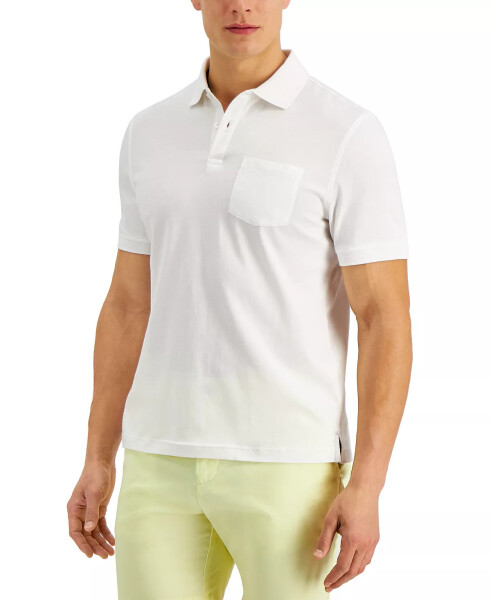 Men's Solid Jersey Polo with Pocket, Created for Modazone Bright White - 4