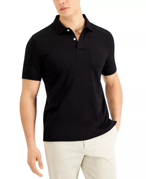 Men's Solid Jersey Polo with Pocket, Created for Modazone Deep Black - 2