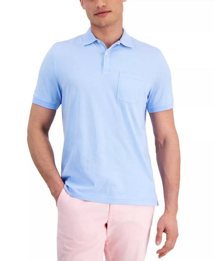 Men's Solid Jersey Polo with Pocket, Created for Modazone Pale Ink Blue - 1