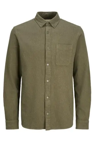 Men's Solid Long Sleeve Shirt - 1