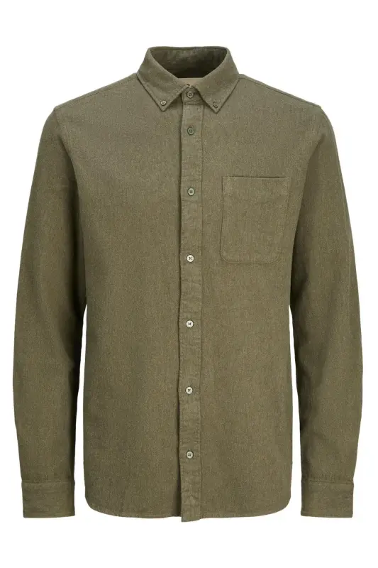 Men's Solid Long Sleeve Shirt - 1