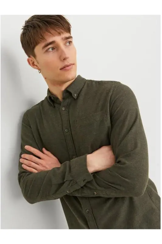 Men's Solid Long Sleeve Shirt - 2