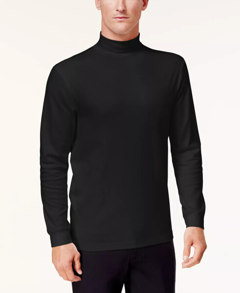 Men's Solid Mock Neck Shirt, Created for Modazone Deep Black - 2