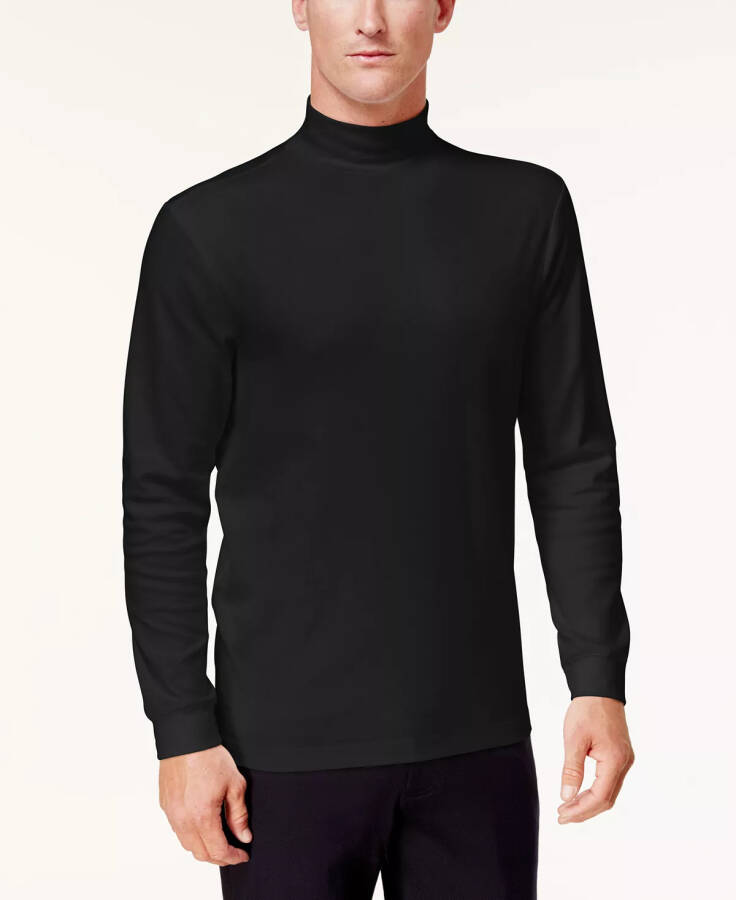 Men's Solid Mock Neck Shirt, Created for Modazone Deep Black - 1