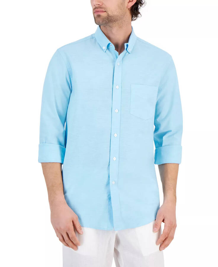 Men's Solid Stretch Oxford Cotton Shirt, Created for Modazone Aqua Reef - 2