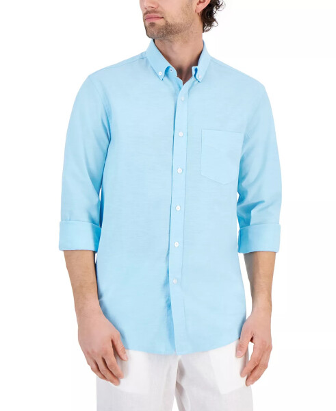 Men's Solid Stretch Oxford Cotton Shirt, Created for Modazone Aqua Reef - 1