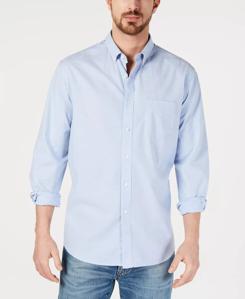 Men's Solid Stretch Oxford Cotton Shirt, Created for Modazone Lupine Blue - 4