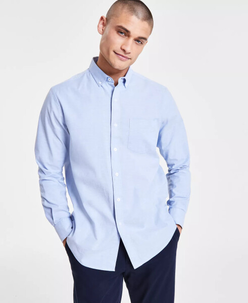 Men's Solid Stretch Oxford Cotton Shirt, Created for Modazone Lupine Blue - 7