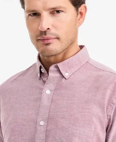 Men's Solid Stretch Oxford Cotton Shirt, Created for Modazone - Ruby Knight - CLUB ROOM (1)