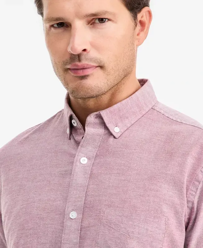 Men's Solid Stretch Oxford Cotton Shirt, Created for Modazone - Ruby Knight - 2