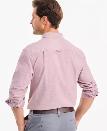 Men's Solid Stretch Oxford Cotton Shirt, Created for Modazone - Ruby Knight - 4