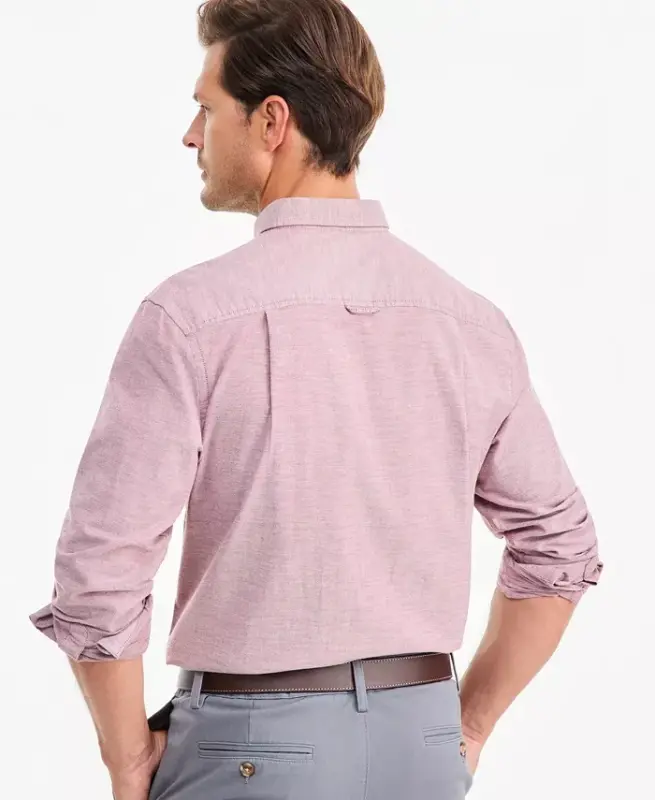 Men's Solid Stretch Oxford Cotton Shirt, Created for Modazone - Ruby Knight - 4