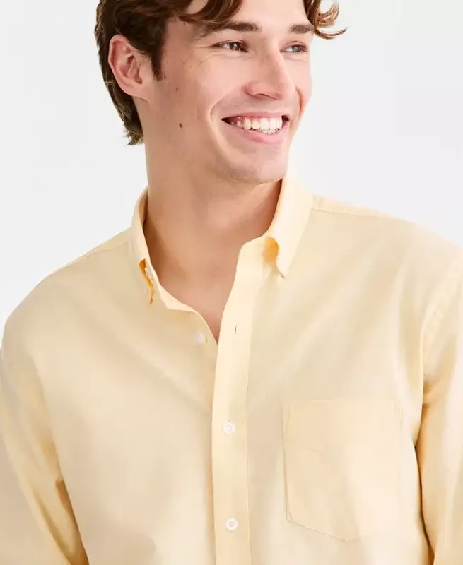 Men's Solid Stretch Oxford Cotton Shirt, Created for Modazone - Solid Oxford - Sunwash Yellow - 3
