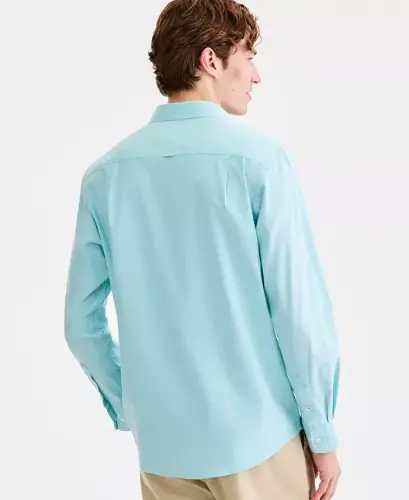 Men's Solid Stretch Oxford Cotton Shirt, Created for Modazone - Solid Oxford - Tibetan Stone - CLUB ROOM (1)