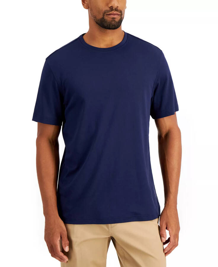 Men's Solid Supima Blend Crewneck T-Shirt, Created for Modazone Navy Blue - 1