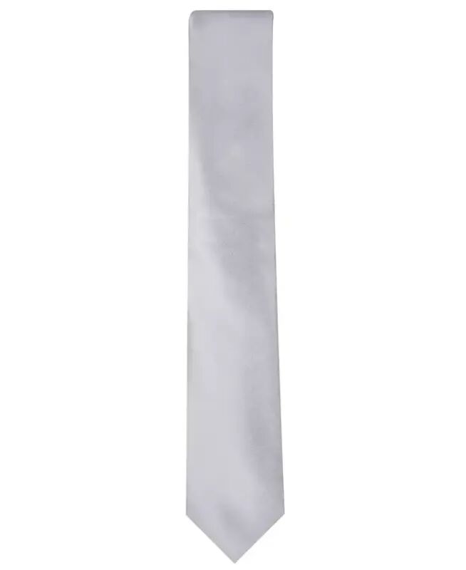 Men's Solid Texture Slim Tie, Created for Modazone-Silver - 2