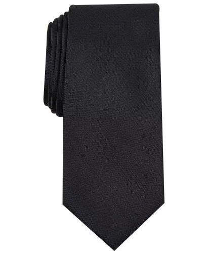 Men's Solid Texture Slim Tie, Created for Modazone-Black - ALFANI