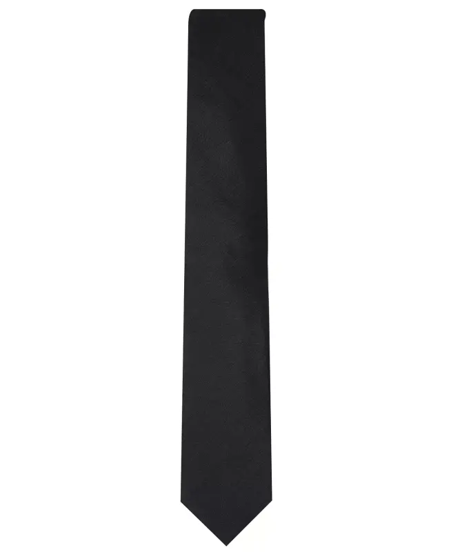 Men's Solid Texture Slim Tie, Created for Modazone-Black - 2